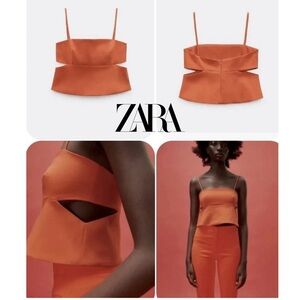 Zara Bright orange cutout camisole top blouse Sz L NWOT spring summer festival